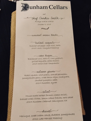 Dunham Cellars menu